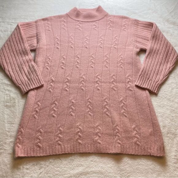 The Limited Pink Cable Knit Mock Turtleneck Sweater Size Large - Picture 1 of 11